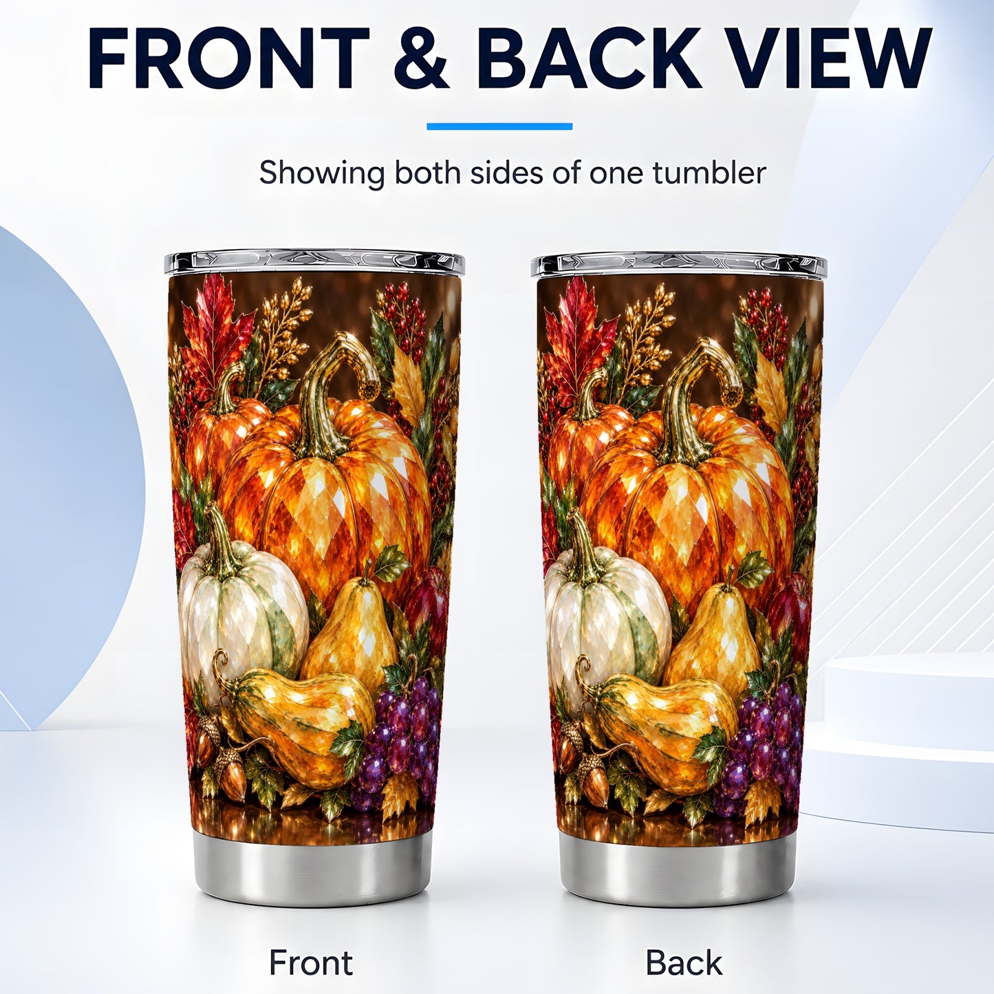 #pl[20oz|Steel] Jeweled Pumpkin Tumbler 20oz, Harvest Tumbler, Stainless Steel Travel Cup