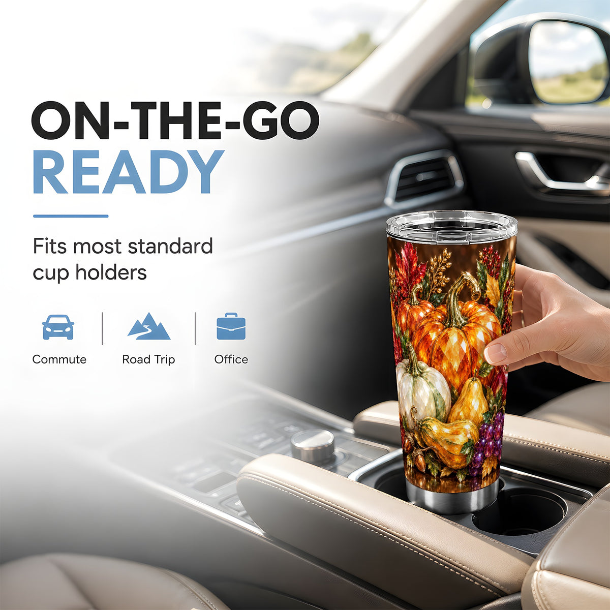 #pl[20oz|Steel] Jeweled Pumpkin Tumbler 20oz, Harvest Tumbler, Stainless Steel Travel Cup