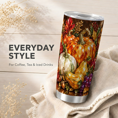 #pl[20oz|Steel] Jeweled Pumpkin Tumbler 20oz, Harvest Tumbler, Stainless Steel Travel Cup