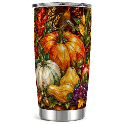 Autumn Harvest Tumbler 20oz, Pumpkin Tumbler, Stainless Steel Travel Cup