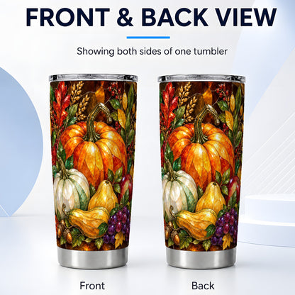 #pl[20oz|Steel] Autumn Harvest Tumbler 20oz, Pumpkin Tumbler, Stainless Steel Travel Cup