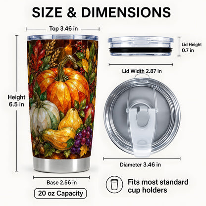 #pl[20oz|Steel] Autumn Harvest Tumbler 20oz, Pumpkin Tumbler, Stainless Steel Travel Cup
