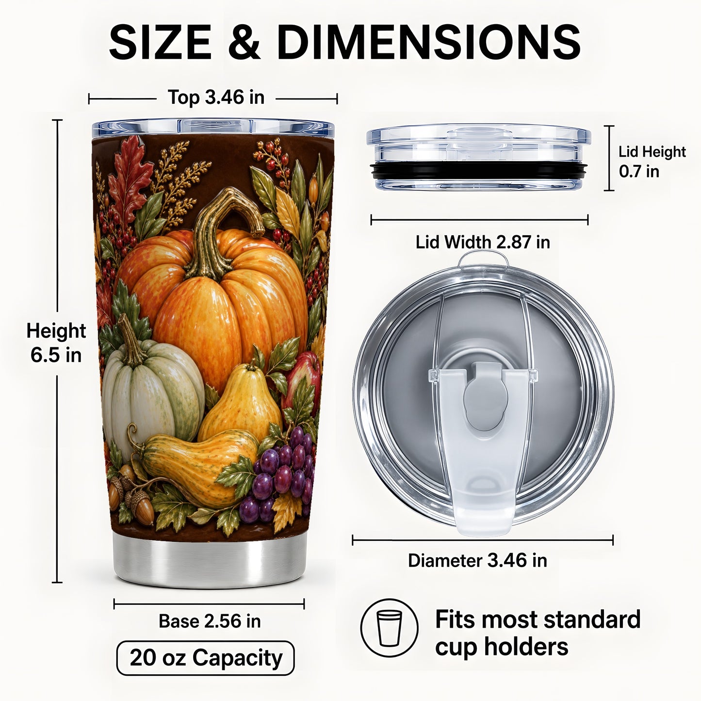 #pl[20oz|Steel] Fall Harvest Tumbler 20oz, Pumpkin Tumbler, Stainless Steel Travel Cup