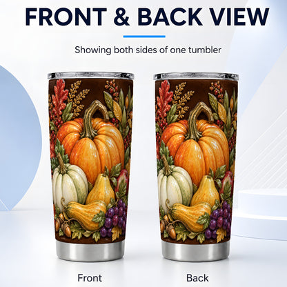 #pl[20oz|Steel] Fall Harvest Tumbler 20oz, Pumpkin Tumbler, Stainless Steel Travel Cup