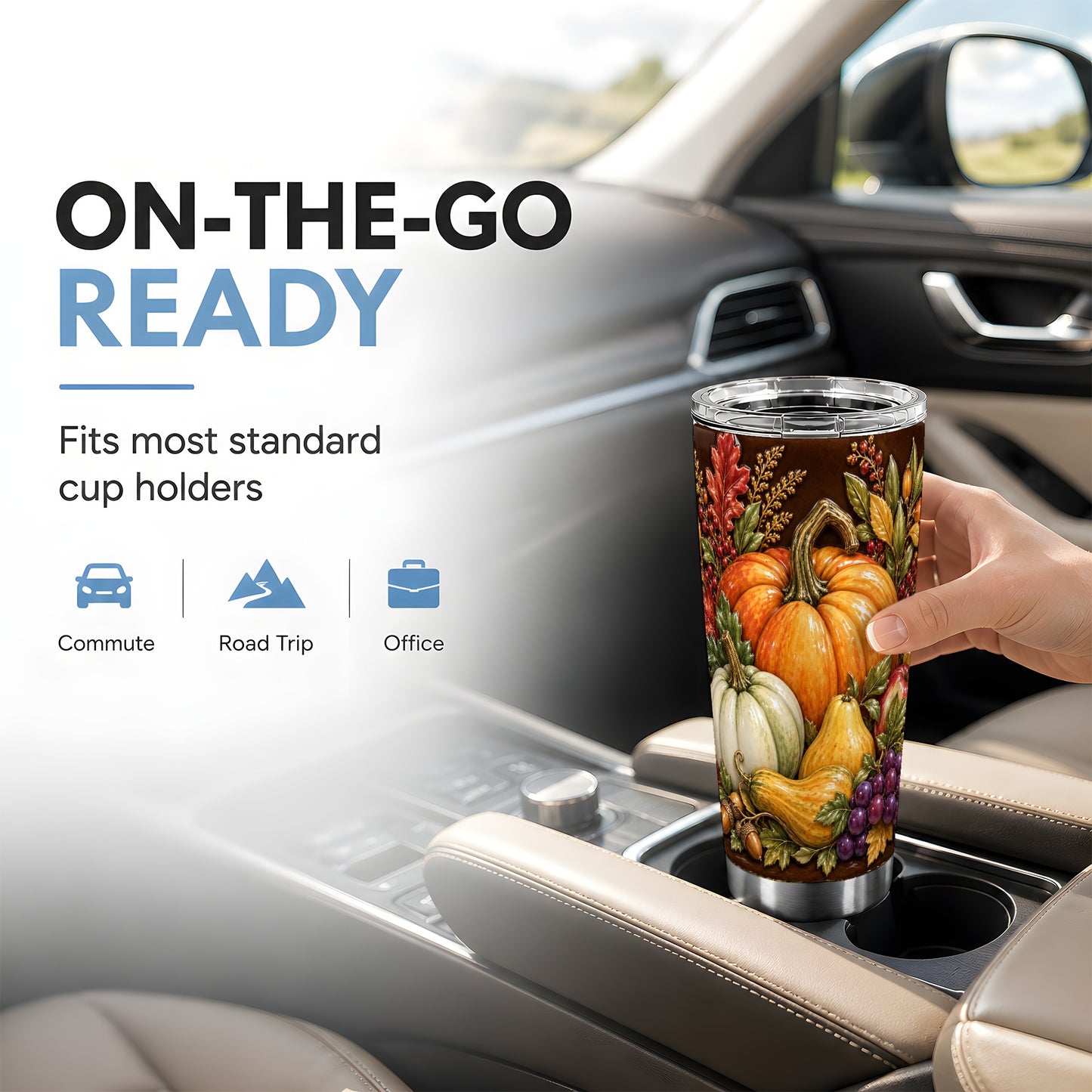 #pl[20oz|Steel] Fall Harvest Tumbler 20oz, Pumpkin Tumbler, Stainless Steel Travel Cup