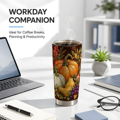 #pl[20oz|Steel] Fall Harvest Tumbler 20oz, Pumpkin Tumbler, Stainless Steel Travel Cup