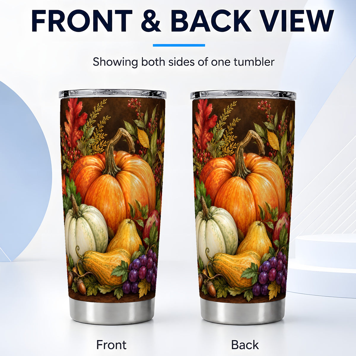 #pl[20oz|Steel] Rustic Harvest Tumbler 20oz, Pumpkin Tumbler, Stainless Steel Travel Cup