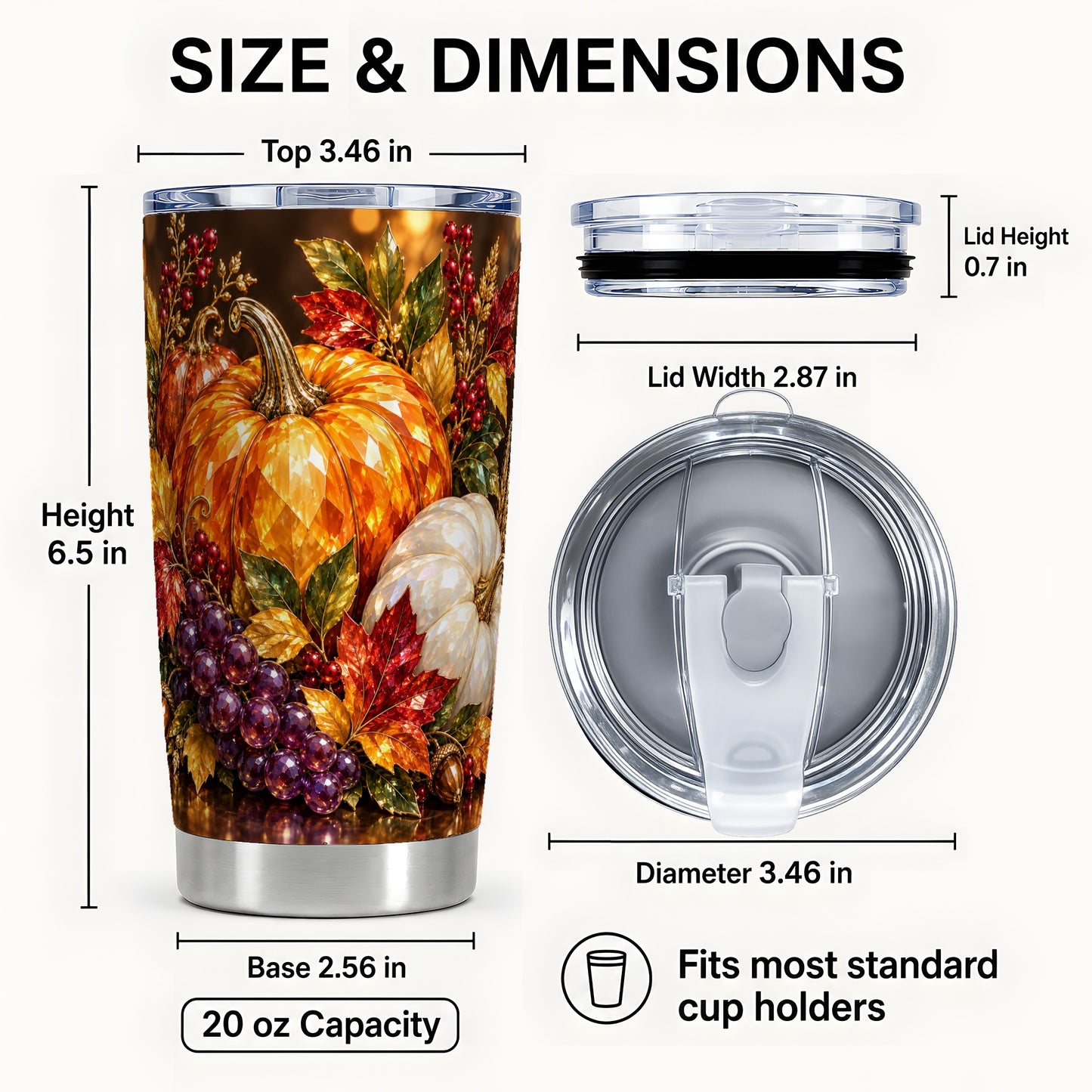 #pl[20oz|Steel] Crystal Harvest Tumbler 20oz, Pumpkin Tumbler, Stainless Steel Travel Cup