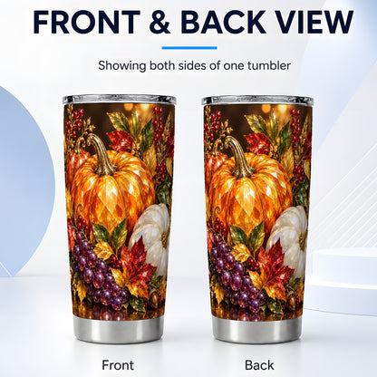 #pl[20oz|Steel] Crystal Harvest Tumbler 20oz, Pumpkin Tumbler, Stainless Steel Travel Cup