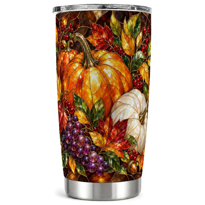 Pumpkin Tumbler 20oz, Harvest Tumbler, Stainless Steel Travel Cup