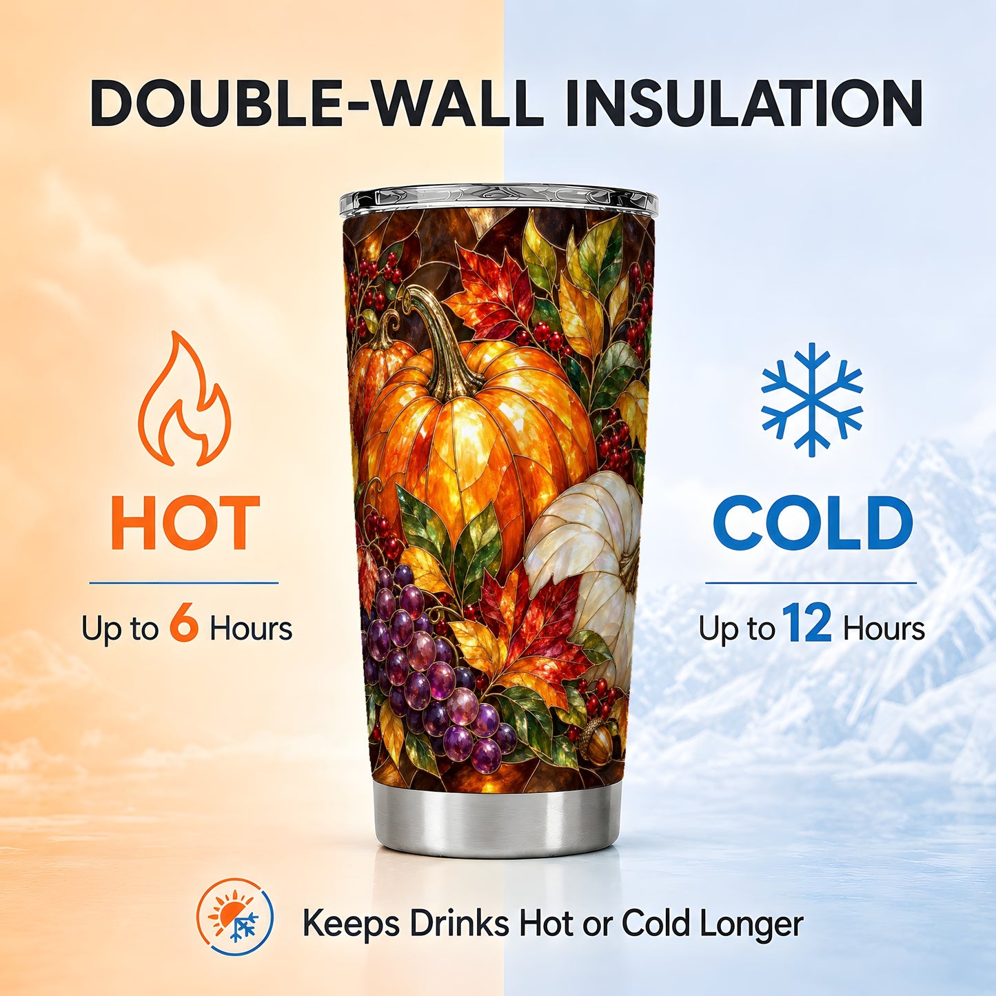 #pl[20oz|Steel] Pumpkin Tumbler 20oz, Harvest Tumbler, Stainless Steel Travel Cup