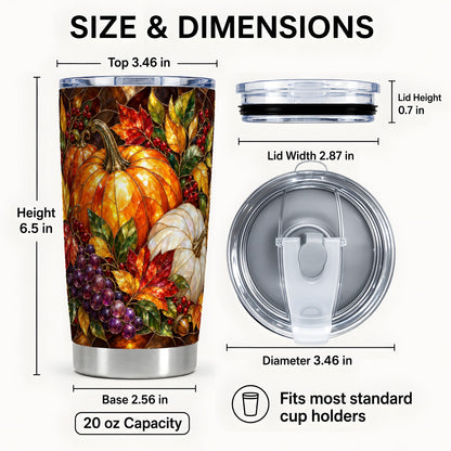 #pl[20oz|Steel] Pumpkin Tumbler 20oz, Harvest Tumbler, Stainless Steel Travel Cup