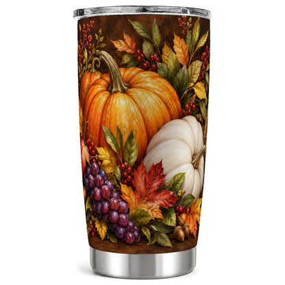 Classic Pumpkin Tumbler 20oz, Harvest Tumbler, Stainless Steel Travel Cup