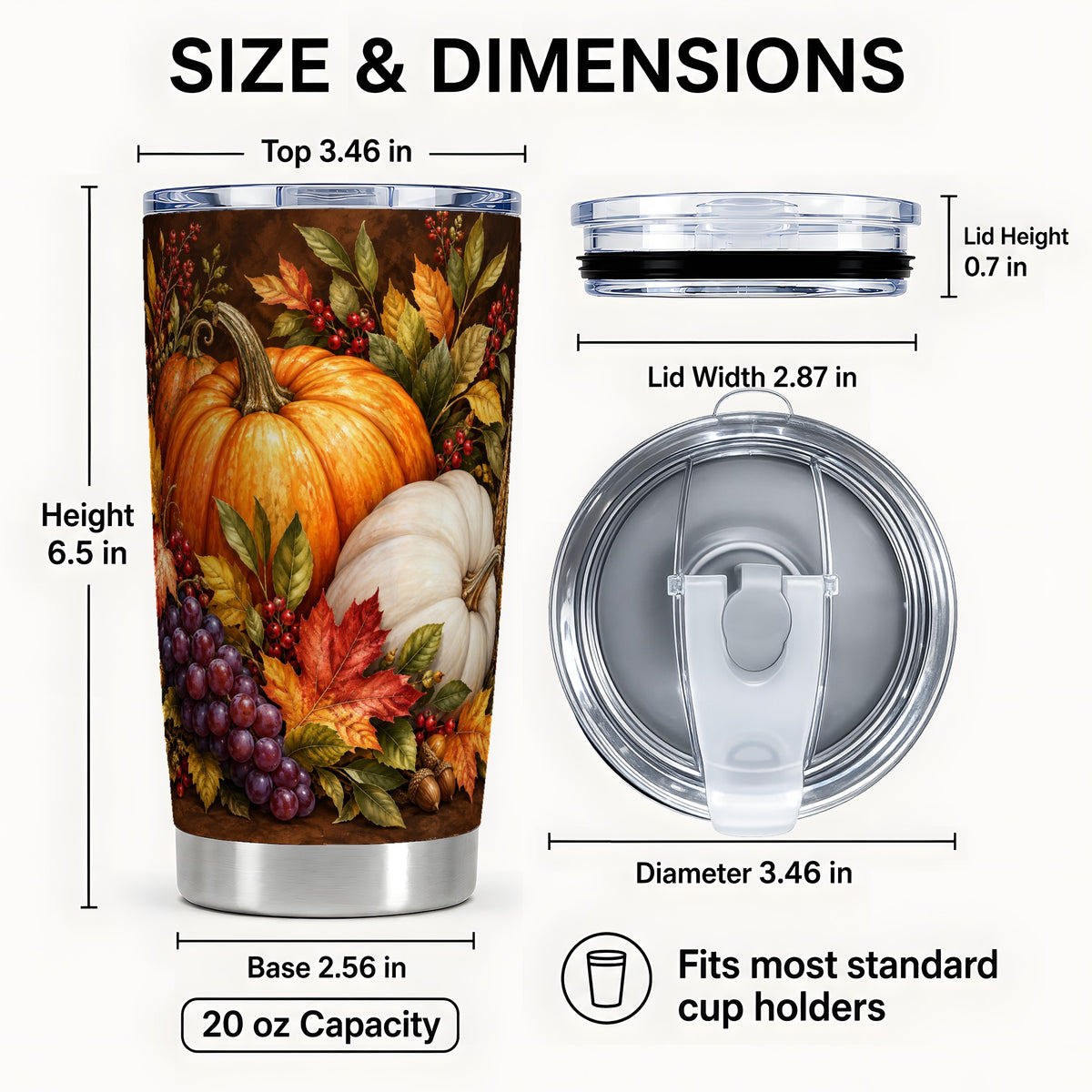 #pl[20oz|Steel] Classic Pumpkin Tumbler 20oz, Harvest Tumbler, Stainless Steel Travel Cup