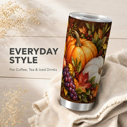 #pl[20oz|Steel] Classic Pumpkin Tumbler 20oz, Harvest Tumbler, Stainless Steel Travel Cup