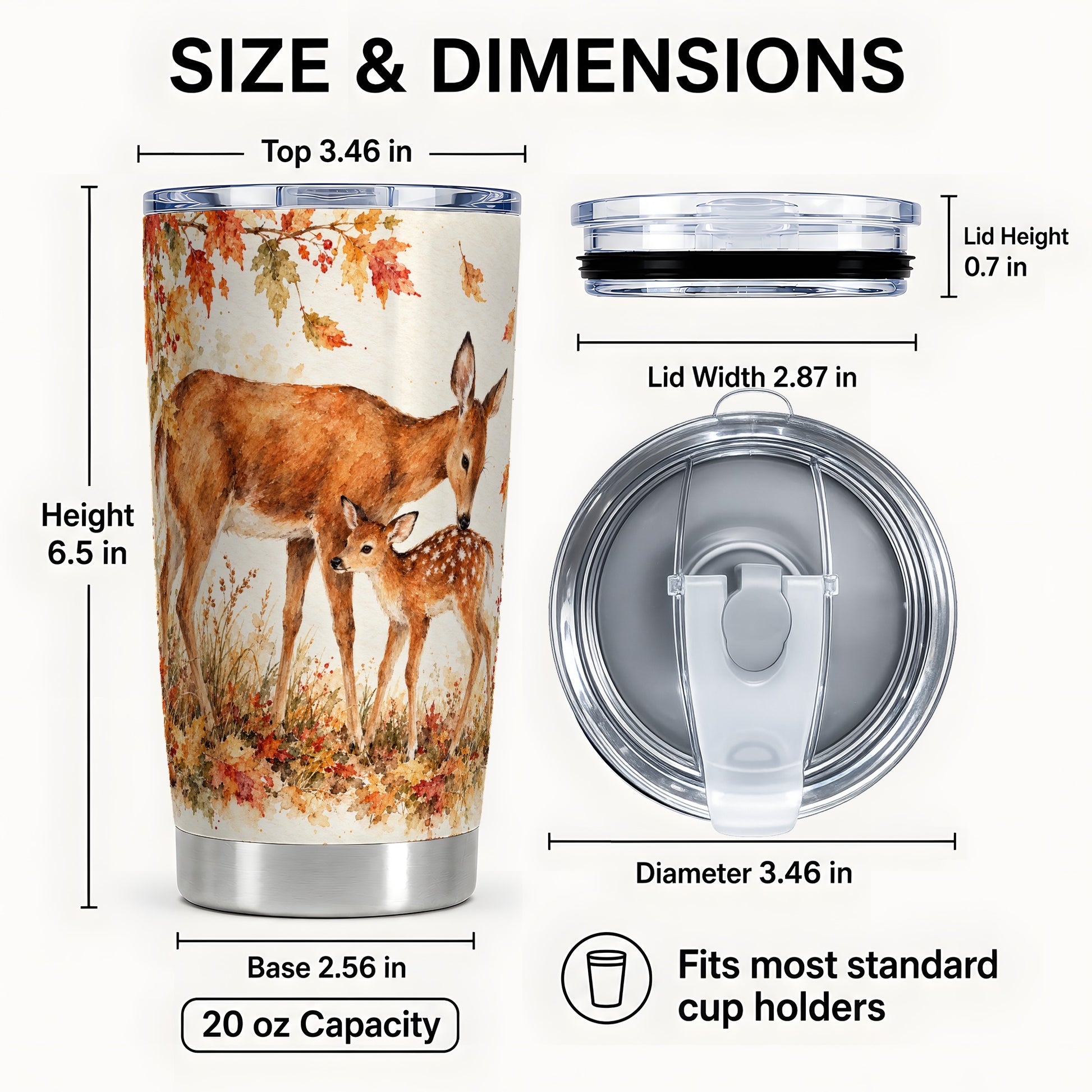 #pl[20oz|Steel] Watercolor Deer Tumbler 20oz, Woodland Tumbler, Stainless Steel Travel Cup