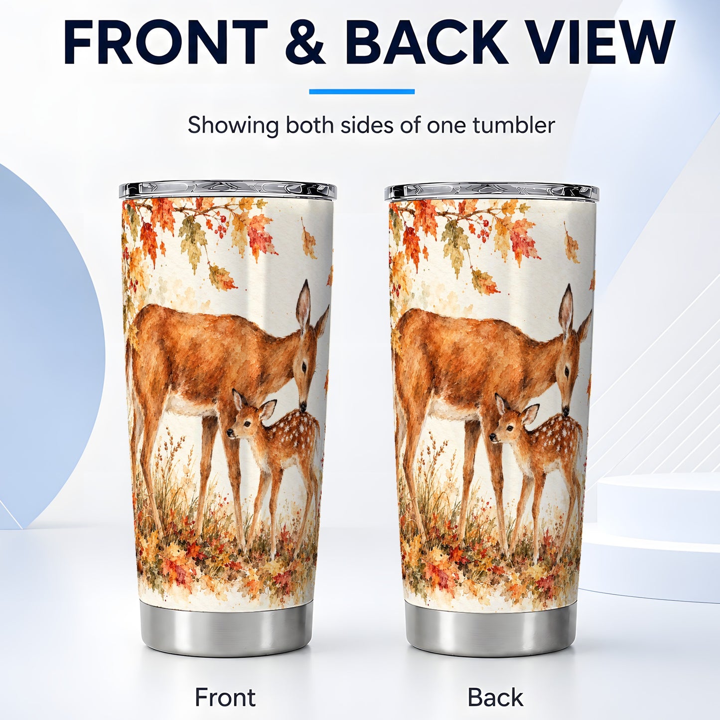 #pl[20oz|Steel] Watercolor Deer Tumbler 20oz, Woodland Tumbler, Stainless Steel Travel Cup