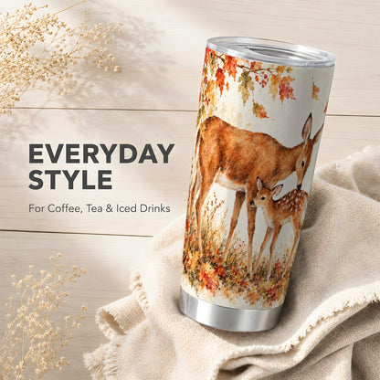 #pl[20oz|Steel] Watercolor Deer Tumbler 20oz, Woodland Tumbler, Stainless Steel Travel Cup