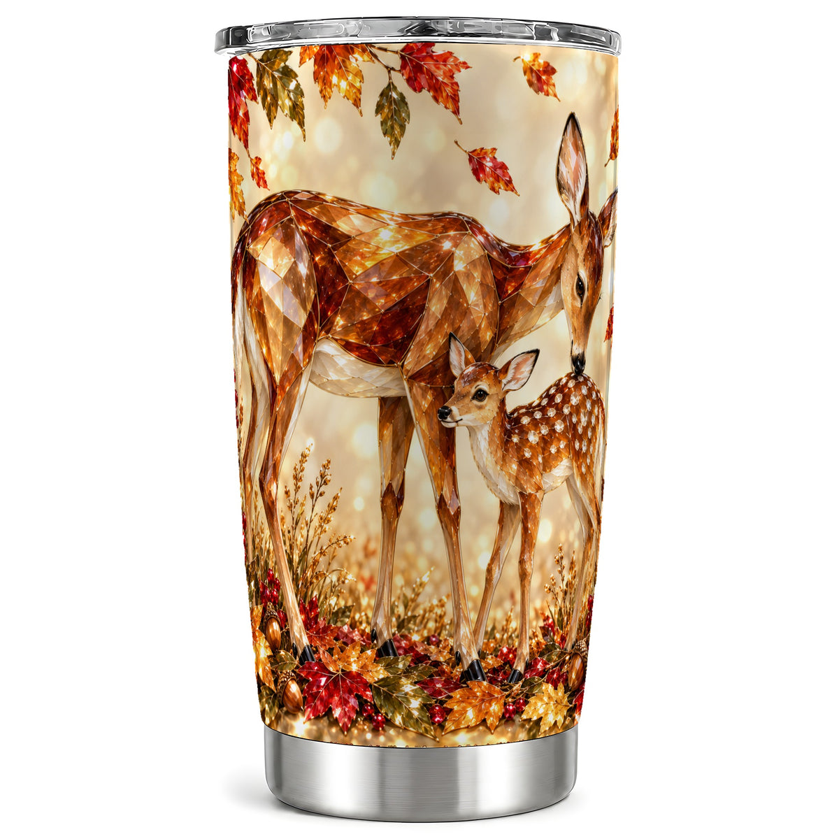 Faceted Deer Tumbler 20oz, Woodland Tumbler, Stainless Steel Travel Cup