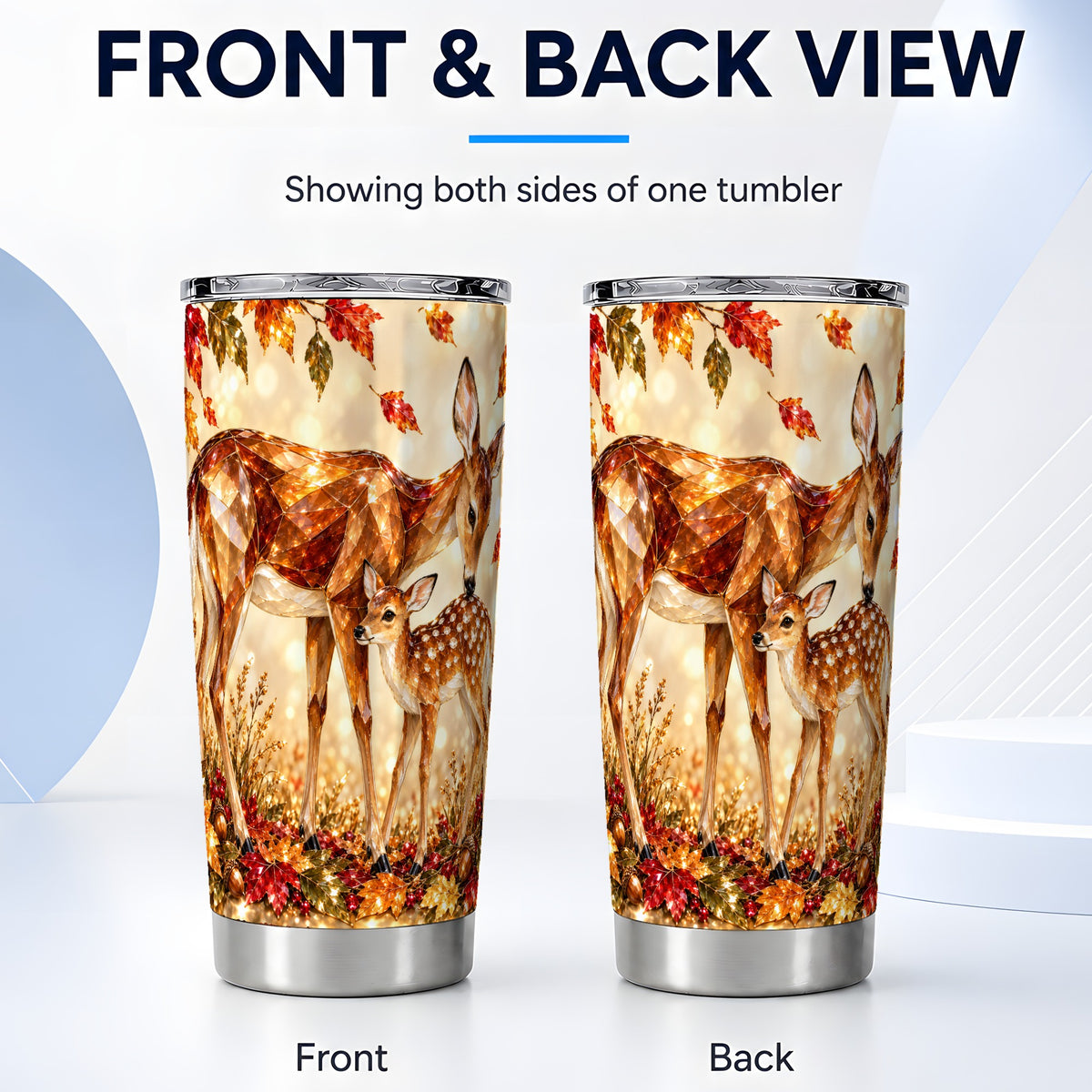 #pl[20oz|Steel] Faceted Deer Tumbler 20oz, Woodland Tumbler, Stainless Steel Travel Cup