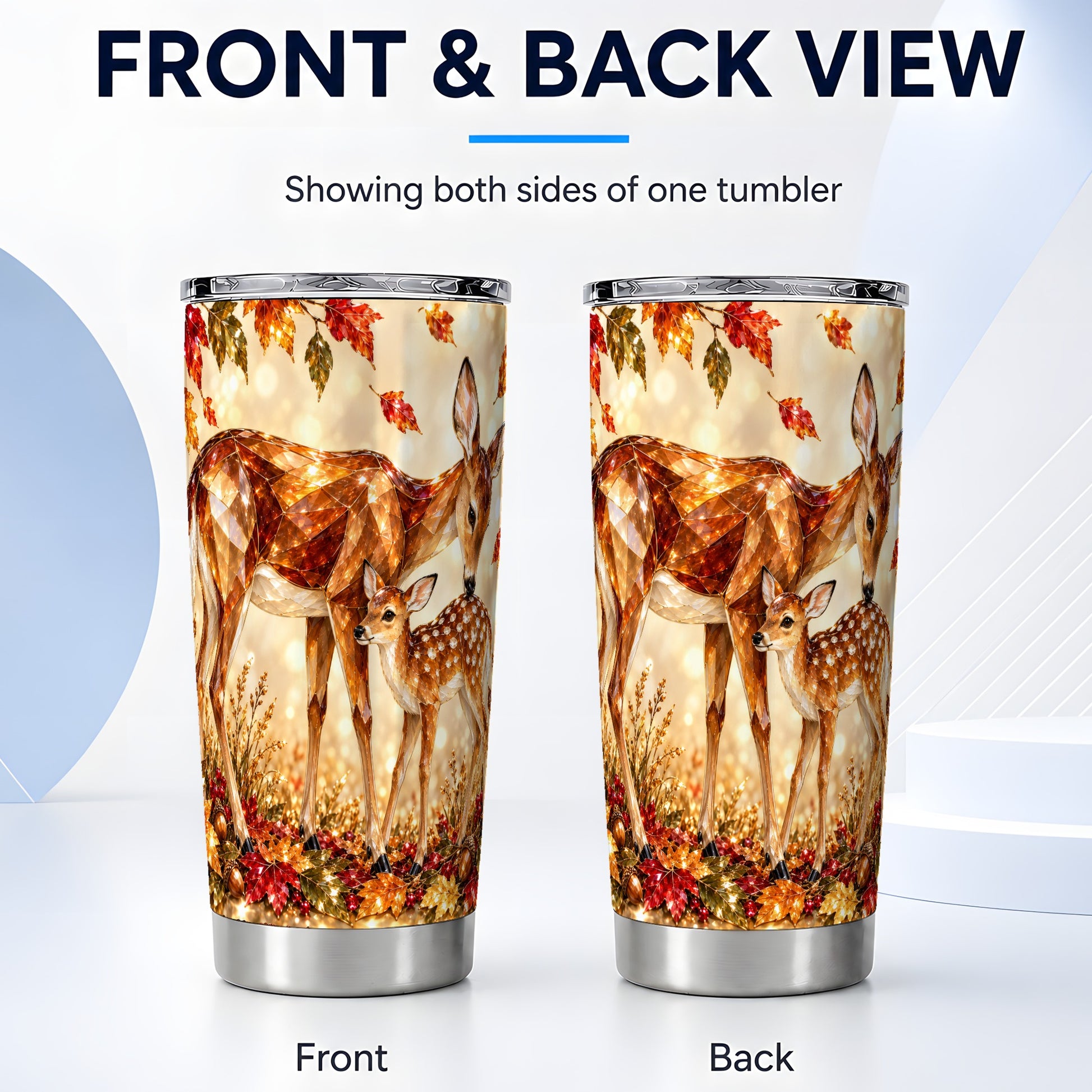 #pl[20oz|Steel] Faceted Deer Tumbler 20oz, Woodland Tumbler, Stainless Steel Travel Cup