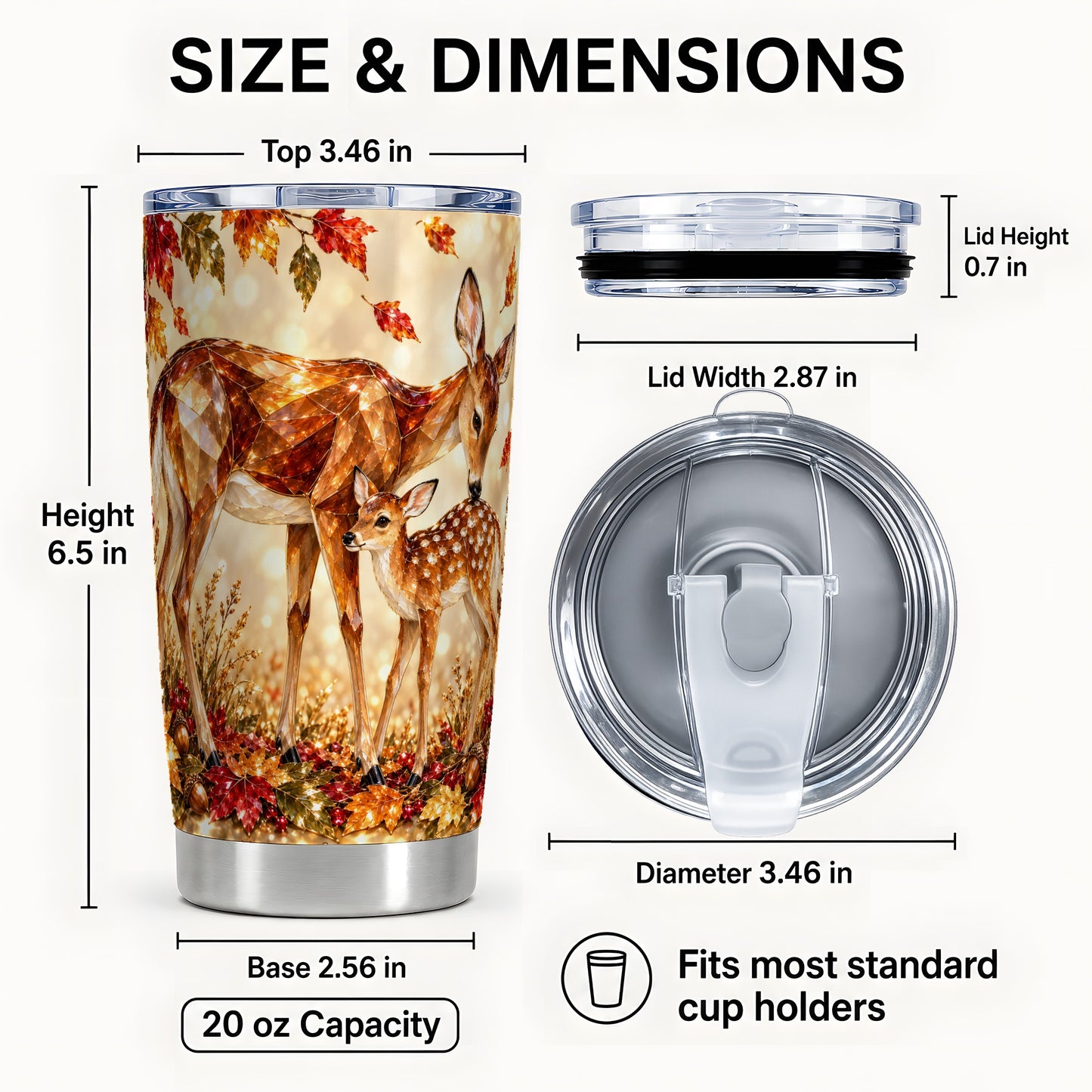 #pl[20oz|Steel] Faceted Deer Tumbler 20oz, Woodland Tumbler, Stainless Steel Travel Cup