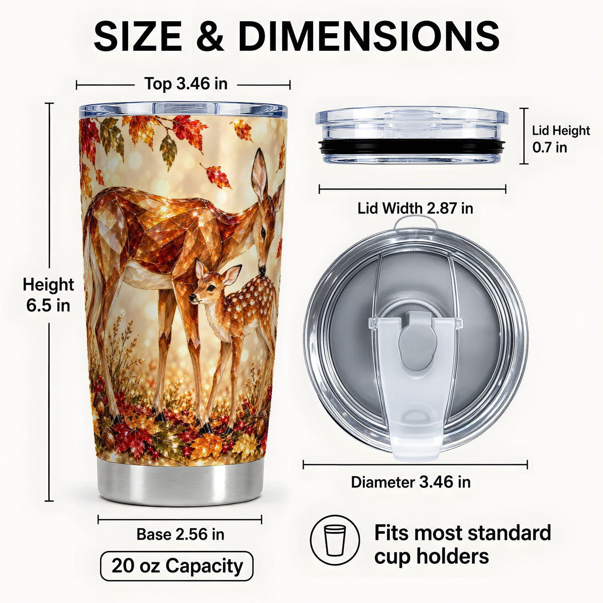 #pl[20oz|Steel] Faceted Deer Tumbler 20oz, Woodland Tumbler, Stainless Steel Travel Cup