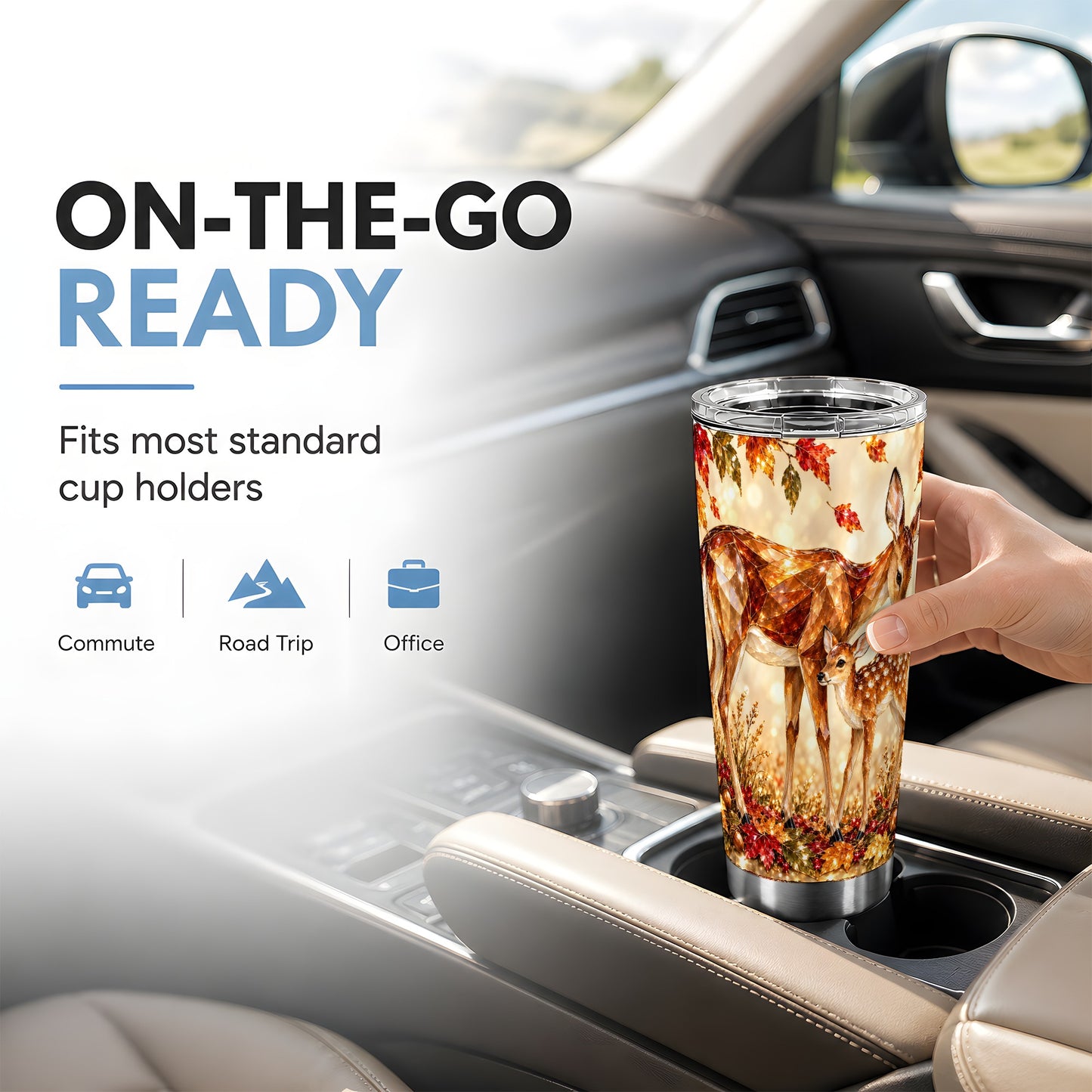 #pl[20oz|Steel] Faceted Deer Tumbler 20oz, Woodland Tumbler, Stainless Steel Travel Cup