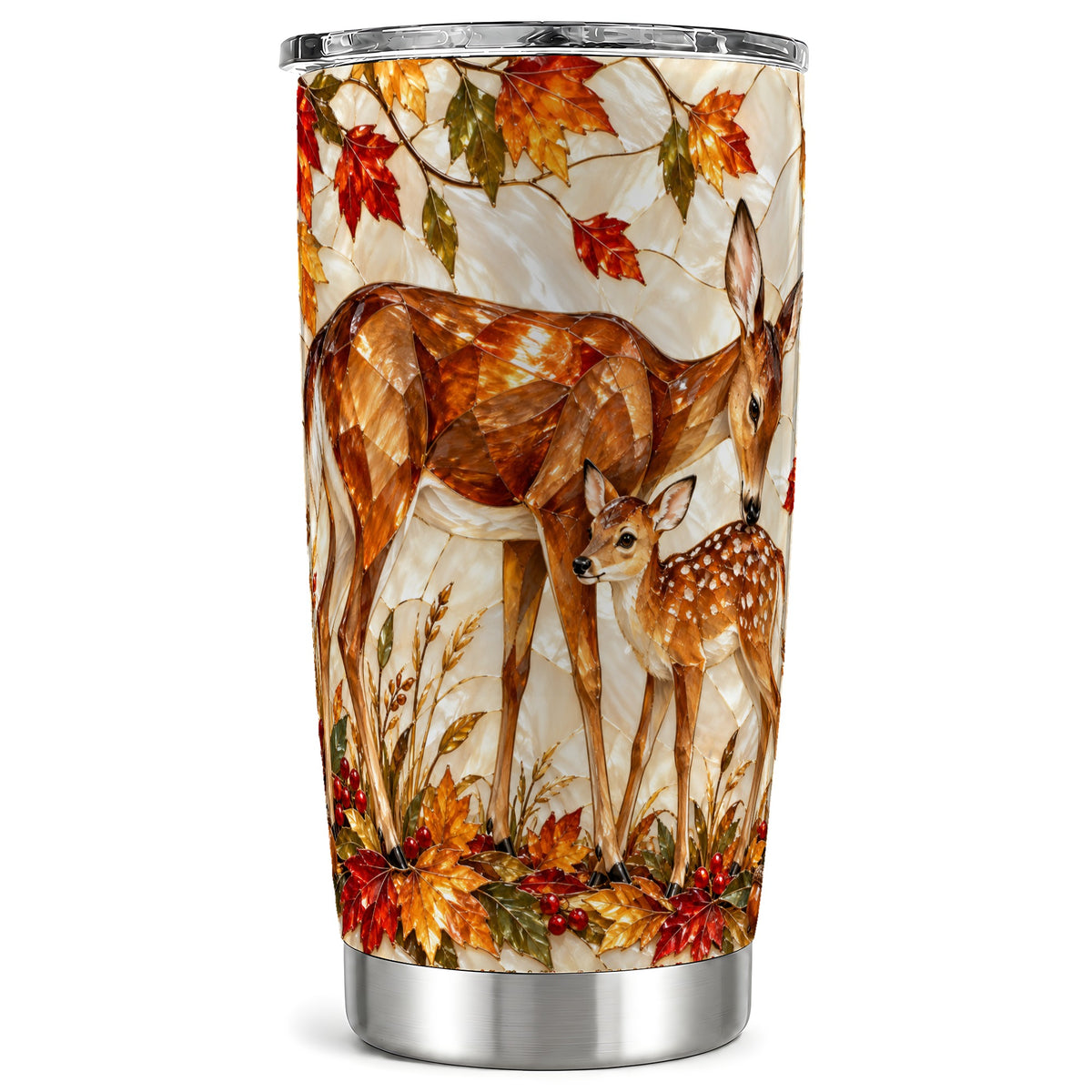 Autumn Deer Tumbler 20oz, Doe Fawn Tumbler, Stainless Steel Travel Cup