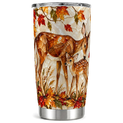 Autumn Deer Tumbler 20oz, Doe Fawn Tumbler, Stainless Steel Travel Cup