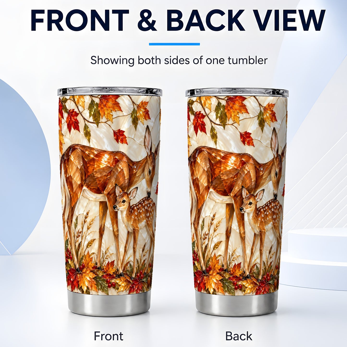 #pl[20oz|Steel] Autumn Deer Tumbler 20oz, Doe Fawn Tumbler, Stainless Steel Travel Cup