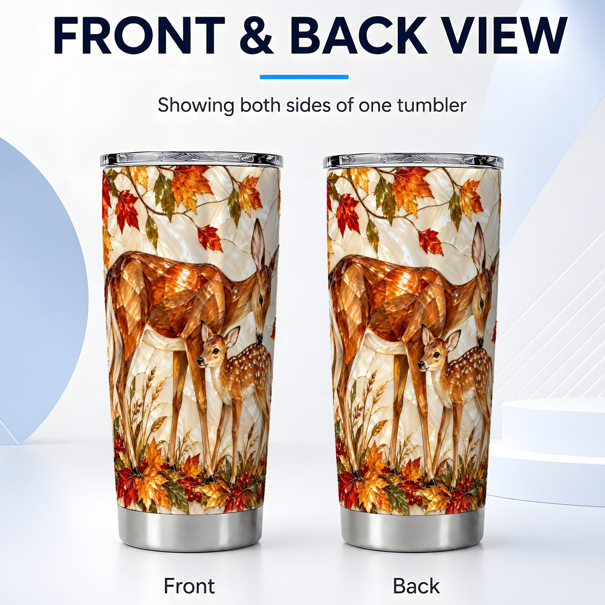 #pl[20oz|Steel] Autumn Deer Tumbler 20oz, Doe Fawn Tumbler, Stainless Steel Travel Cup