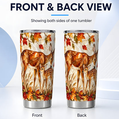 #pl[20oz|Steel] Autumn Deer Tumbler 20oz, Doe Fawn Tumbler, Stainless Steel Travel Cup