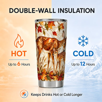 #pl[20oz|Steel] Autumn Deer Tumbler 20oz, Doe Fawn Tumbler, Stainless Steel Travel Cup