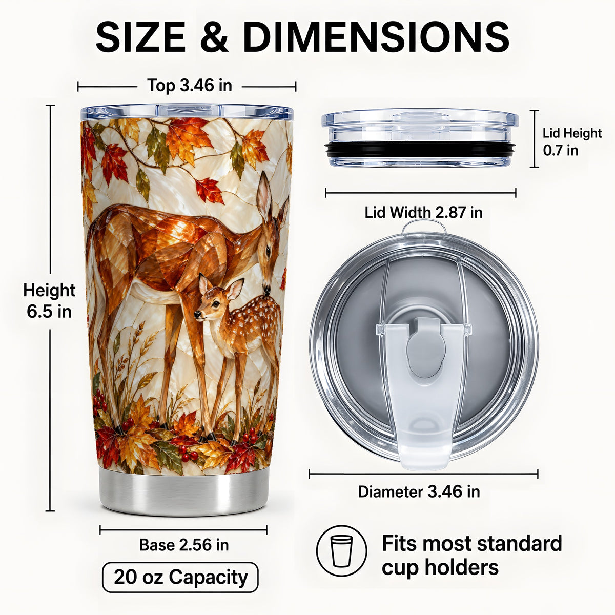 #pl[20oz|Steel] Autumn Deer Tumbler 20oz, Doe Fawn Tumbler, Stainless Steel Travel Cup