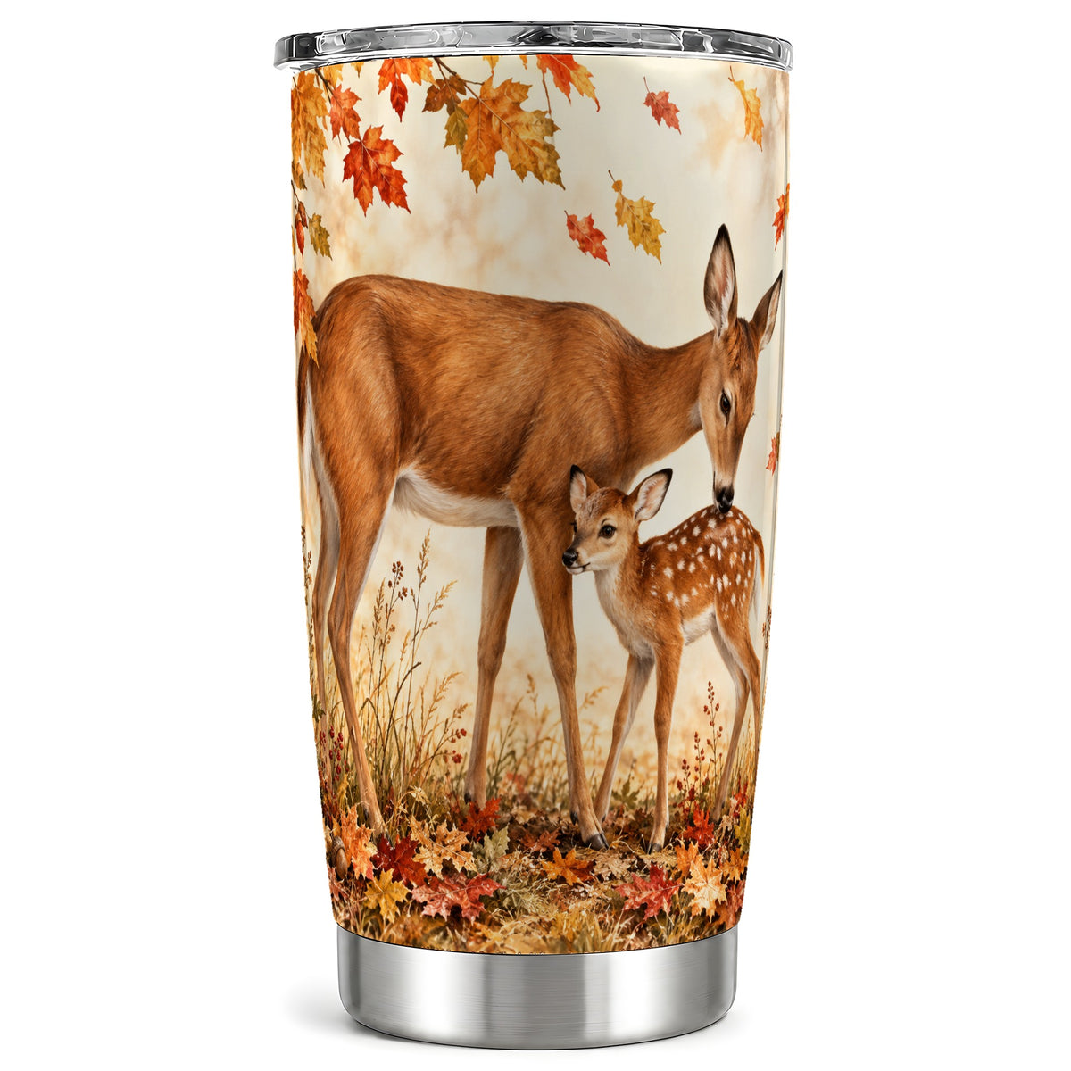 Autumn Deer Tumbler 20oz, Doe Fawn Tumbler, Stainless Steel Travel Cup