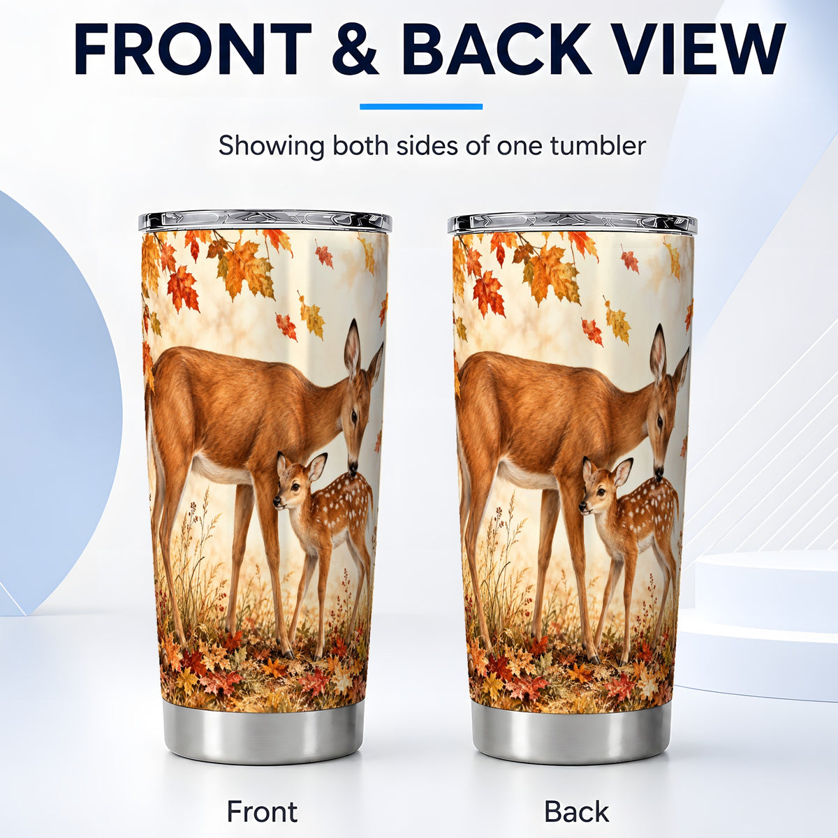 #pl[20oz|Steel] Autumn Deer Tumbler 20oz, Doe Fawn Tumbler, Stainless Steel Travel Cup