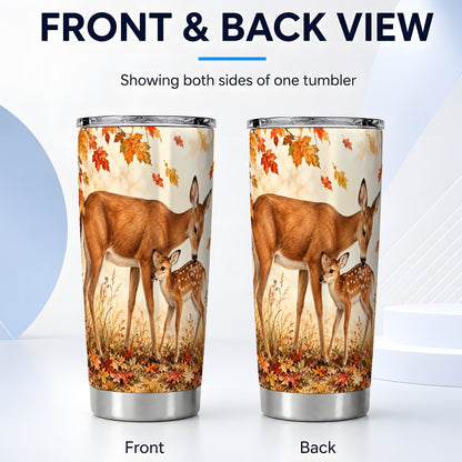 #pl[20oz|Steel] Autumn Deer Tumbler 20oz, Doe Fawn Tumbler, Stainless Steel Travel Cup