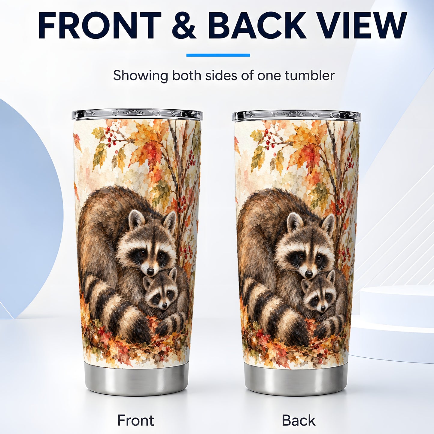 #pl[20oz|Steel] Watercolor Raccoon Tumbler 20oz, Family Tumbler, Stainless Steel Travel Cup