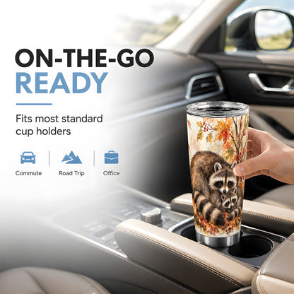 #pl[20oz|Steel] Watercolor Raccoon Tumbler 20oz, Family Tumbler, Stainless Steel Travel Cup