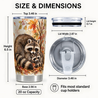 #pl[20oz|Steel] Watercolor Raccoon Tumbler 20oz, Family Tumbler, Stainless Steel Travel Cup