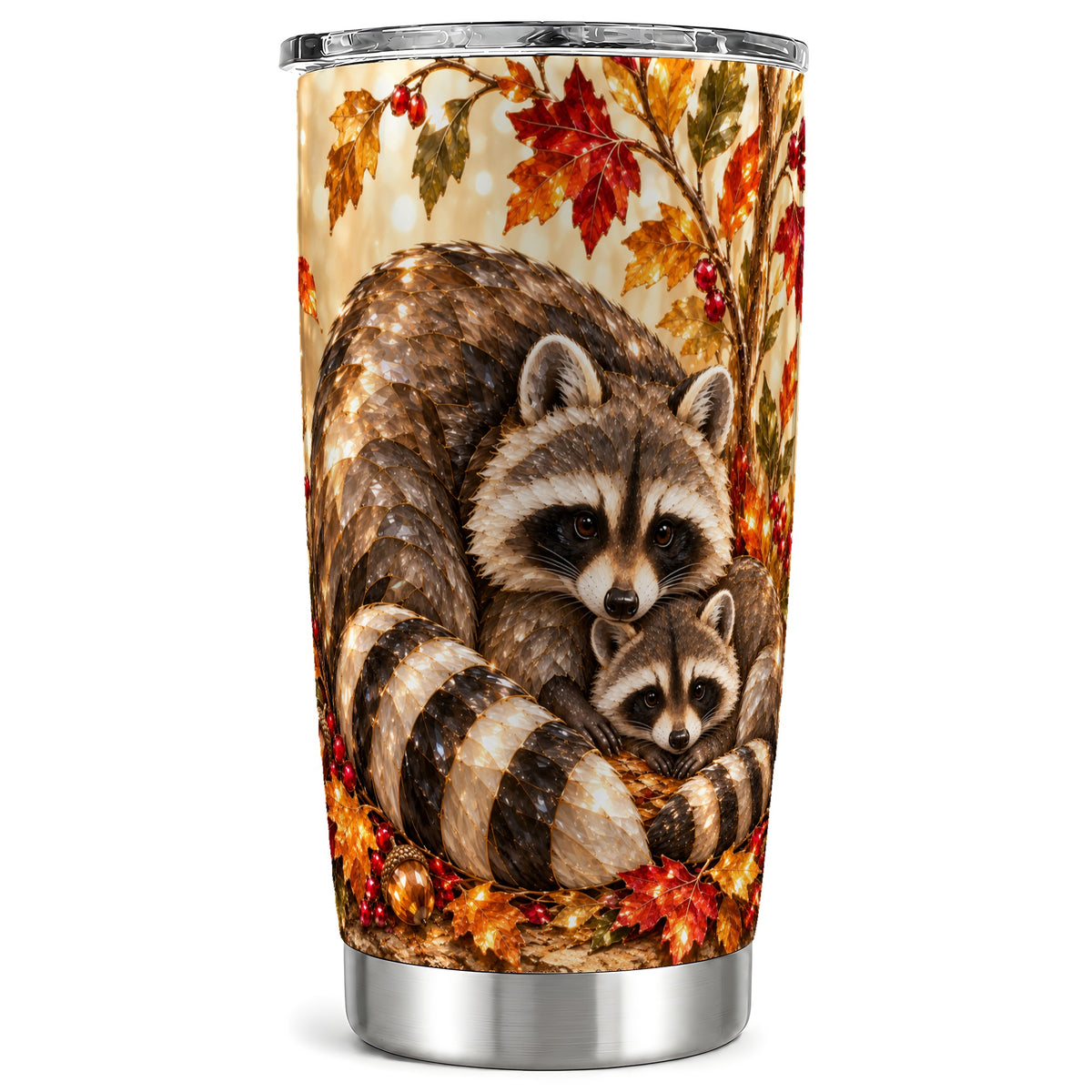 Jeweled Raccoon Tumbler 20oz, Family Tumbler, Stainless Steel Travel Cup