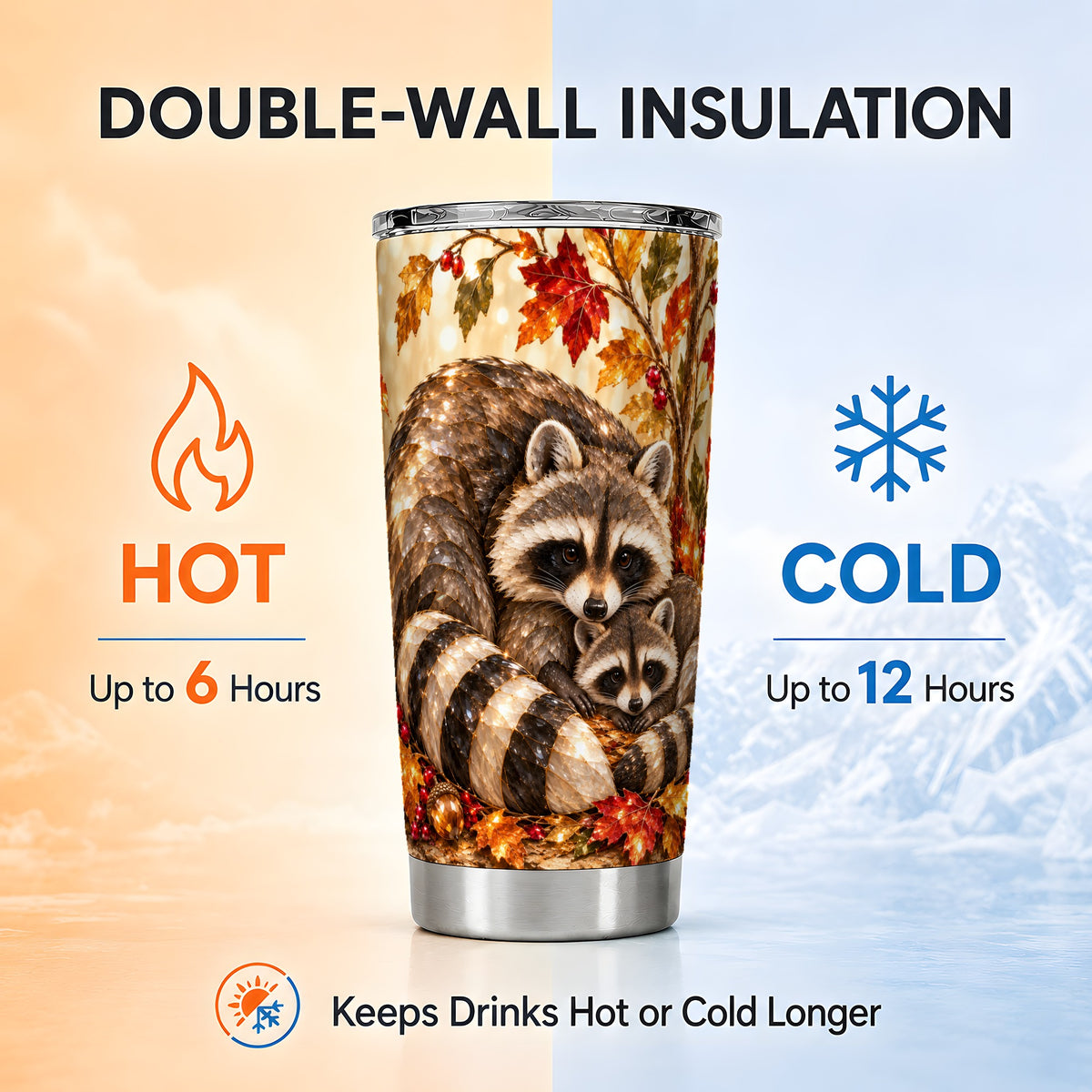 #pl[20oz|Steel] Jeweled Raccoon Tumbler 20oz, Family Tumbler, Stainless Steel Travel Cup