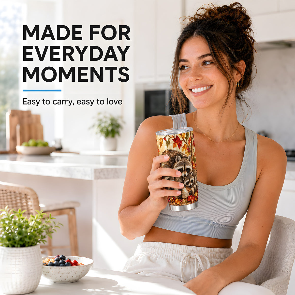 #pl[20oz|Steel] Jeweled Raccoon Tumbler 20oz, Family Tumbler, Stainless Steel Travel Cup