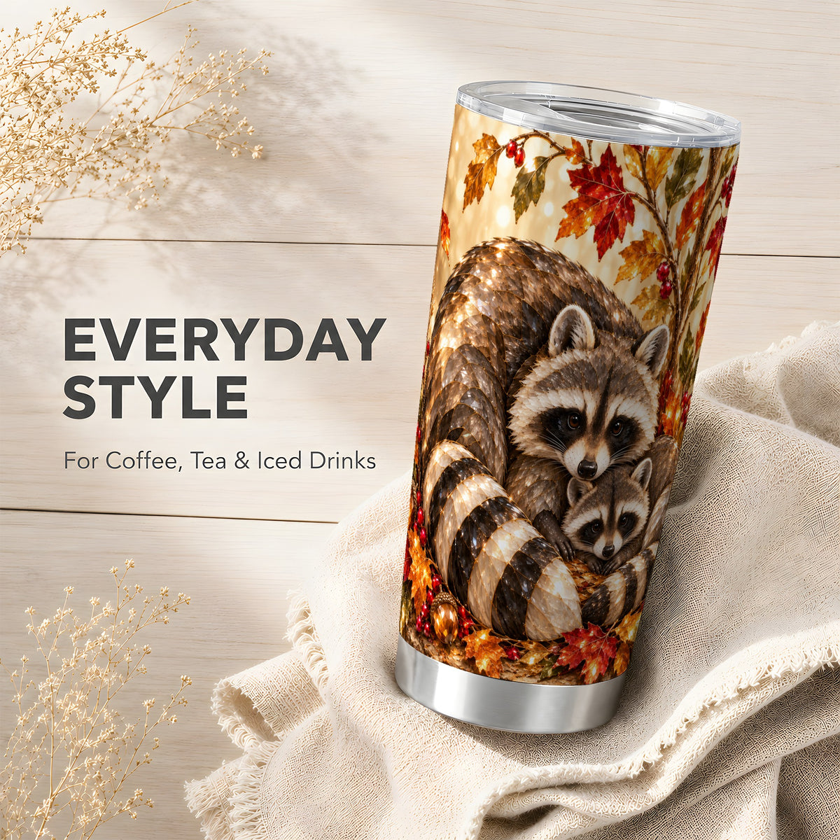 #pl[20oz|Steel] Jeweled Raccoon Tumbler 20oz, Family Tumbler, Stainless Steel Travel Cup