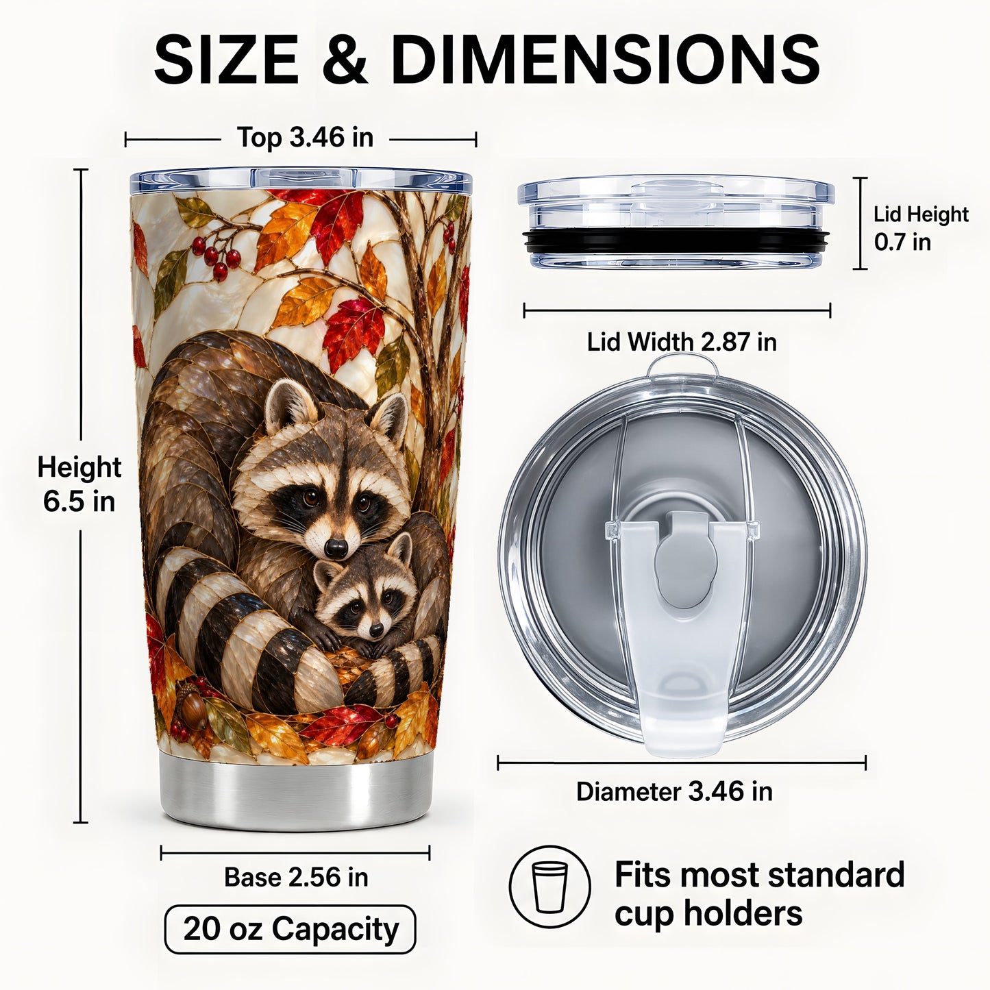 #pl[20oz|Steel] Autumn Raccoon Tumbler 20oz, Family Tumbler, Stainless Steel Travel Cup