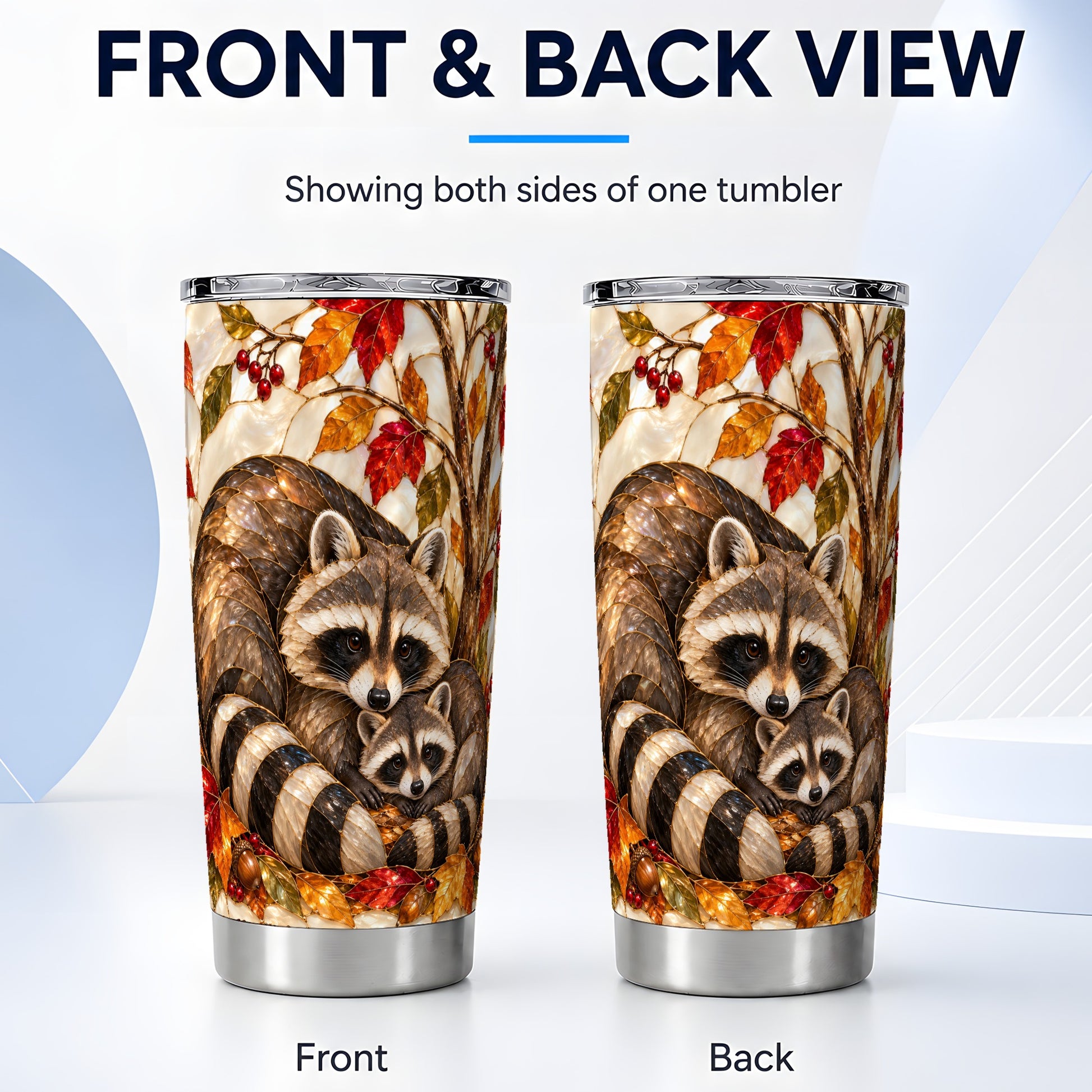 #pl[20oz|Steel] Autumn Raccoon Tumbler 20oz, Family Tumbler, Stainless Steel Travel Cup