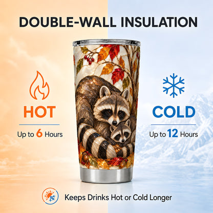#pl[20oz|Steel] Autumn Raccoon Tumbler 20oz, Family Tumbler, Stainless Steel Travel Cup
