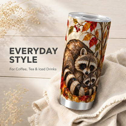 #pl[20oz|Steel] Autumn Raccoon Tumbler 20oz, Family Tumbler, Stainless Steel Travel Cup