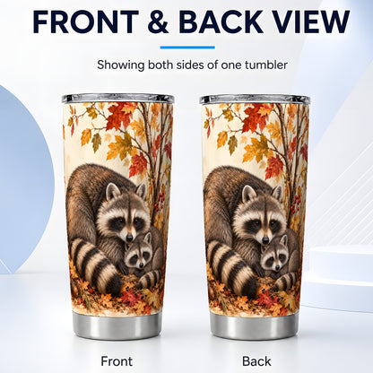 #pl[20oz|Steel] Autumn Raccoon Tumbler 20oz, Woodland Tumbler, Stainless Steel Travel Cup